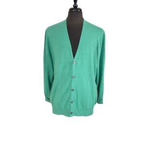 Brooks Brothers 100% Combed Cotton Green Cardigan 5-Button Sweater Size XL